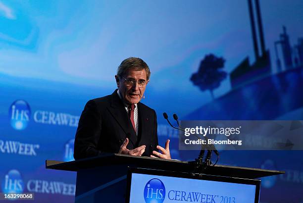 Gerard Mestrallet, chief executive officer of GDF Suez, speaks at the 2013 IHS CERAWeek conference in Houston, Texas, U.S., on Thursday, March 7,...