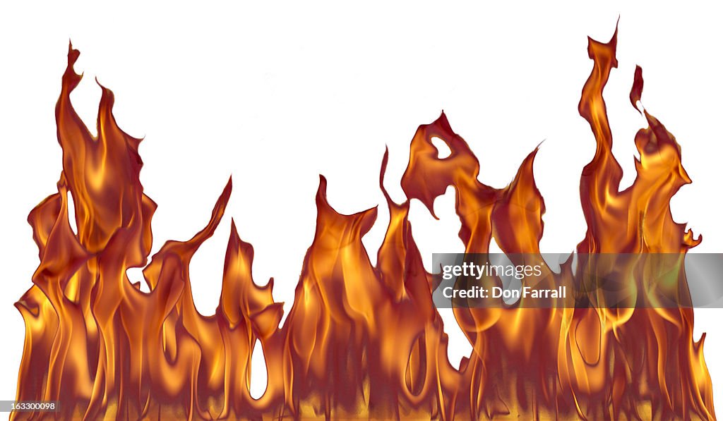 Fire against a white background