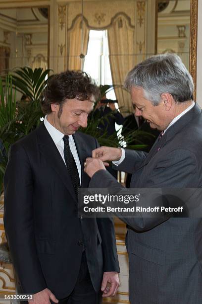 French journalist and author Stephane Bern is being appointed officer in the King Leopold order by Belgian Foreign Minister and Vice Prime Minister...