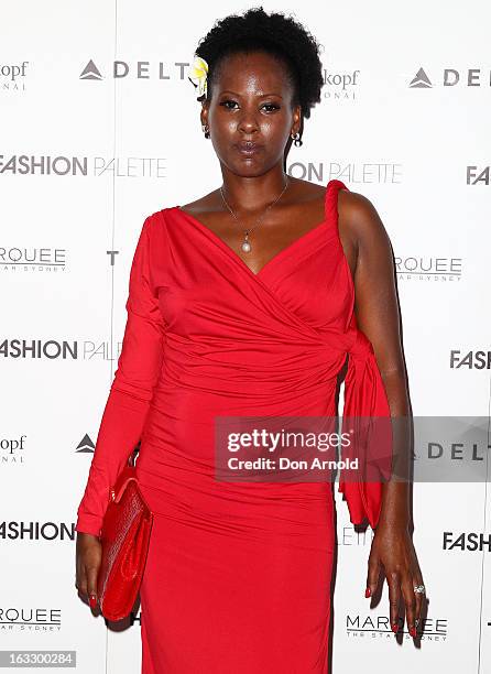 Deni Hines poses backstage during Fashion Palette 2013 on March 7, 2013 in Sydney, Australia.