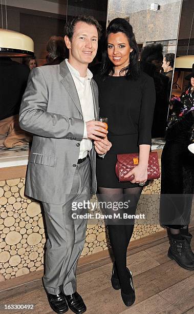 Nick Moran and Jasmin Duran attend an after party celebrating Duran Duran keyboardist Nick Rhodes' exhibition 'BEI INCUBI: Beautiful Nightmares' at...