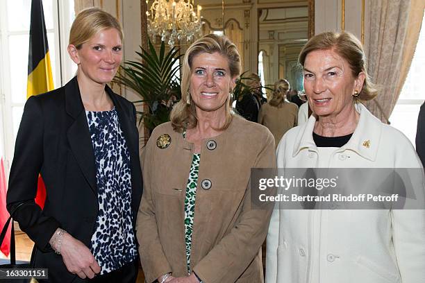 Baroness Albert Frere , her daughter Segolene Gallienne and Princess Lea of Belgium attend an award giving ceremony for French journalist and author...