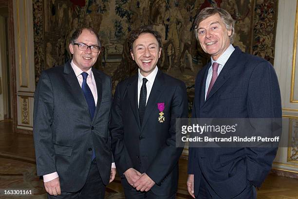 French Ambassador to Belgium Bernard Valero, French journalist and author Stephane Bern and Belgian Ambassador to France Patrick Vercauteren Drubbel...