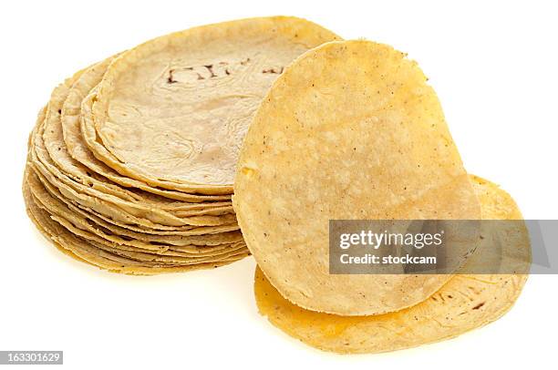 corn tortilla on white - tortilla stock pictures, royalty-free photos & images