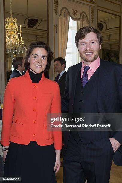Christine de Lannoy, Countess of Limburg-Stirum and Count Bruno of Limburg-Stirum attend an award giving ceremony for French journalist and author...