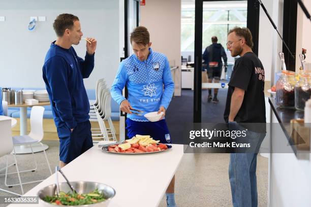 Players are seen in the players lounge after training at the New Sydney FC Centre of Excellence during a Sydney FC media opportunity at Macquarie...