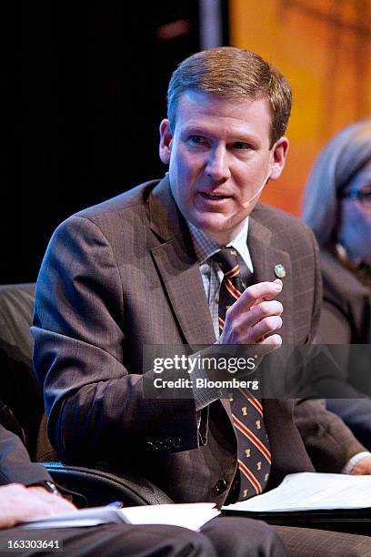 Tony Clark, commissioner of the Federal Energy Regulatory Commission , speaks at the 2013 IHS CERAWeek conference in Houston, Texas, U.S., on...