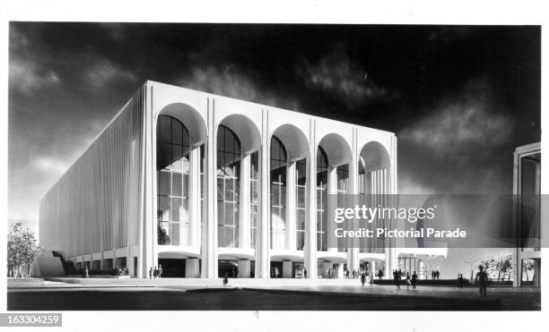 Model of the Metropolitan Opera House at Lincoln Center Plaza in New York City, New York, 1955.