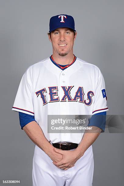 Joe Nathan of the Texas Rangers poses during Photo Day on February 20, 2013 at Surprise Stadium in Surprise, Arizona.