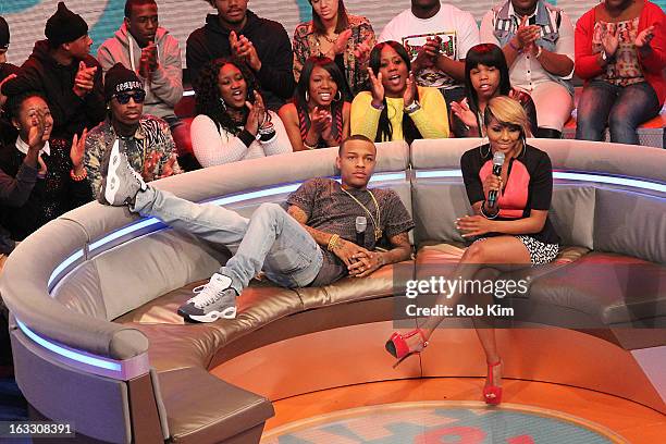 Hosts Bow Wow and Miss Mykie at BET's "106 & Park" at BET Studios on March 7, 2013 in New York City.