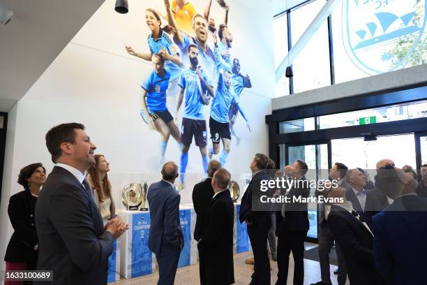Sydney FC Chairman Scott Barlow , welcomes guests at the official opening of the Centre of Excellence during a Sydney FC media opportunity at...
