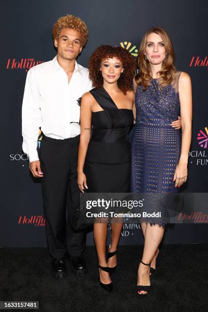 Armani Jackson, Talia Jackson and Ines Kuperschmit attend the Social Impact Fund 10 Year Celebration at Citizen News Hollywood on August 22, 2023 in...