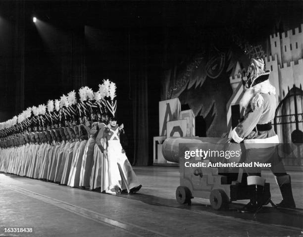 The Rockettes perform 'The Parade Of The Wooden Soldiers' Radio City Music Hall in New York City, 1955.