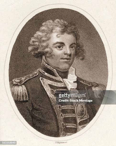 Engraved portrait of English naval officer and explorer William Bligh , commander of the HMS Bounty, late 18th or early 19th century.