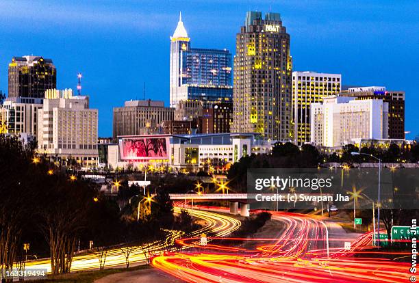 evening rush hour in raleigh, nc - raleigh north carolina stock pictures, royalty-free photos & images