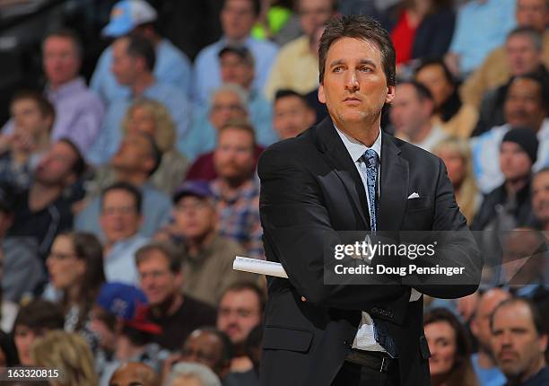 Head coach Vinny Del Negro leads the Los Angeles Clippers against the Denver Nuggets at the Pepsi Center on March 7, 2013 in Denver, Colorado. The...