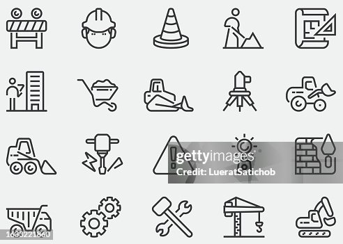 Under Construction,Buildings,Project,Architecture,House,Engineering, Repair,Renovation,Blueprint,Helmet,tools,Build,Containing crane, building,land,excavator,maintenance,contractor, worker. Line Icons Under Construction,Buildings,Project,Architecture,House,Engineering, Repair,Renovation,Blueprint,Helmet,tools,Build,Containing crane, building,land,excavator,maintenance,contractor, worker. Line Icons