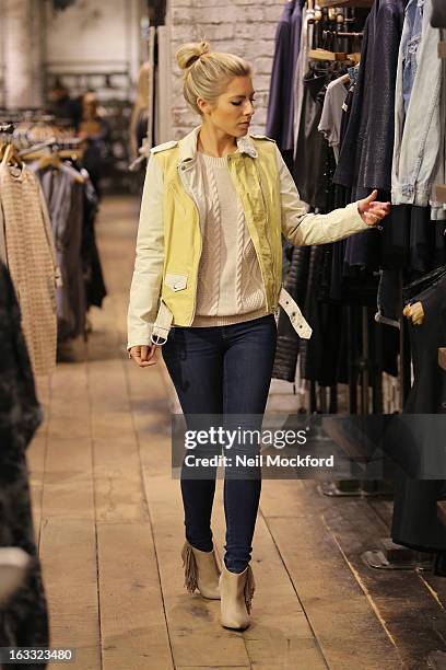 Mollie King is sighted shopping at All Saints on March 7, 2013 in London, England.