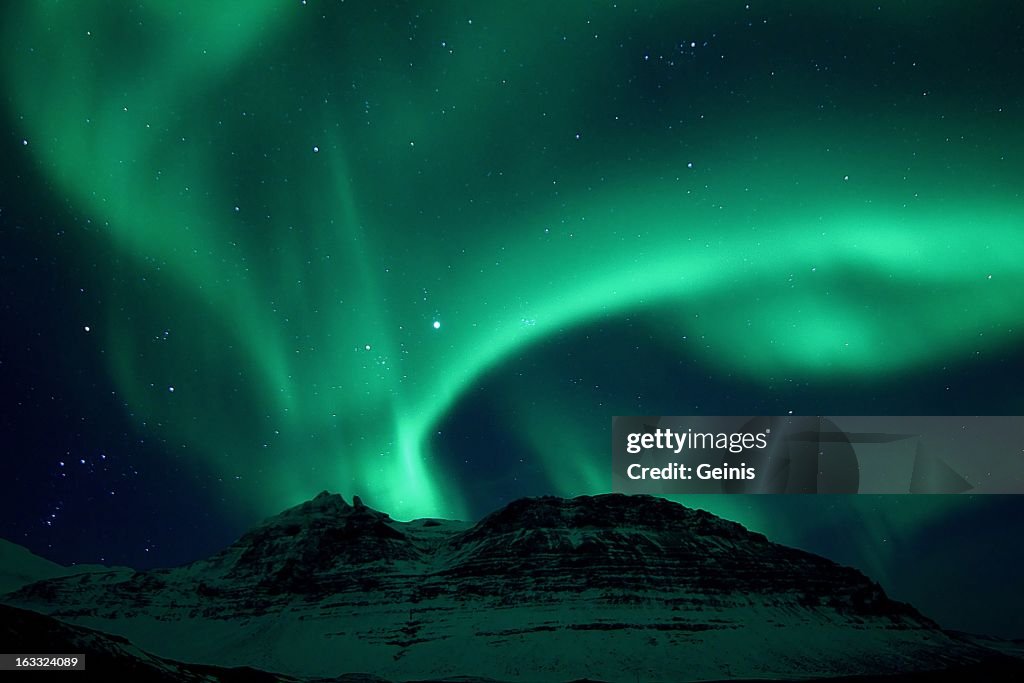 Northern Lights and Mountain