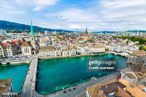 skyline von zürich - kanton zürich stock-fotos und bilder