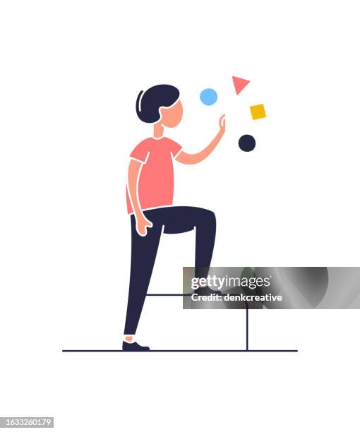career steps flat character design with occupation - different path stock illustrations