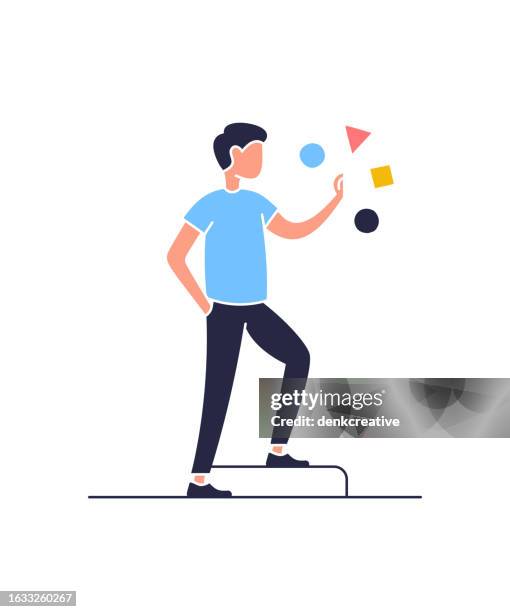 exercise flat character design with occupation - standing posture stock illustrations