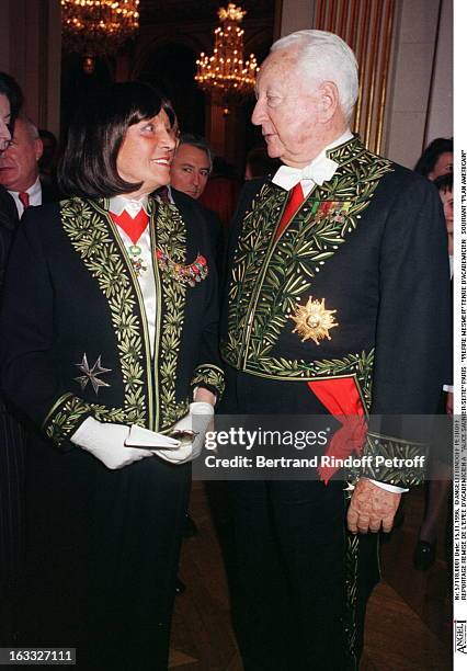 Alice Saunier-Seite, Pierre Messmer at the L'Epee D'Academicien Awards.