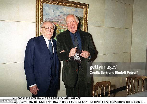 Heinz Berggruen and David Douglas Duncan at theDiner Phillips Exhibition At Collection Berggruen In Paris.