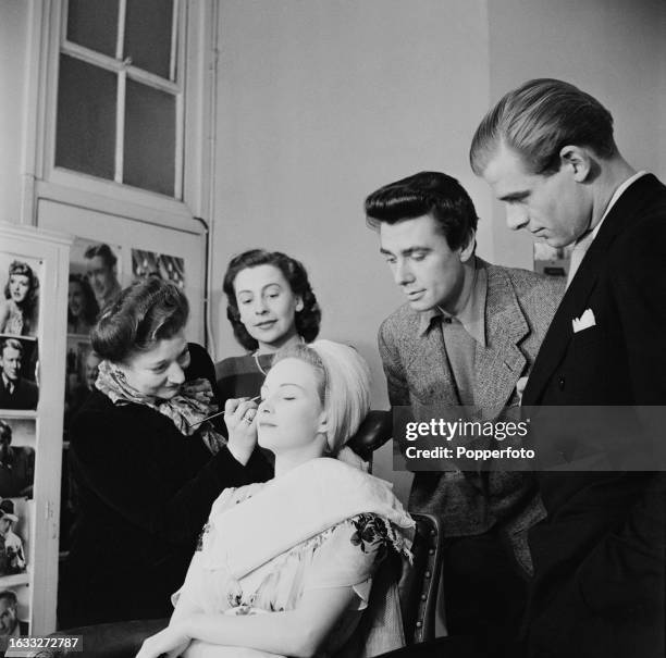 Northern Irish actor Maxwell Reed , 2nd from right, and two other students from the film training scheme for actors entitled The Company of Youth,...