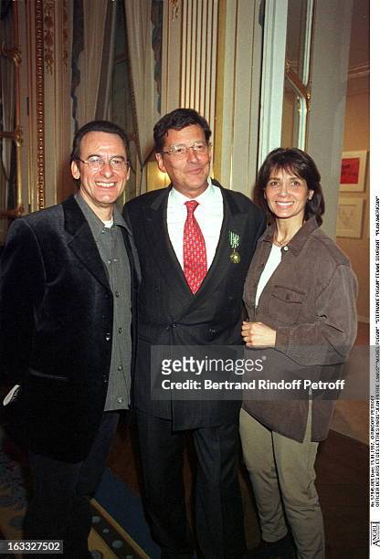 Jean-Pierre Camus, Michel Fugain, Stephanie Fugain at Jean Claude Camus Accepts Officier Des Arts Et Lettres In 1997.