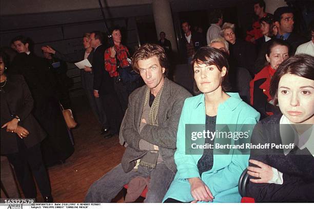 Philippe Caroit, Caroline Tresca at theLanvin Menswear Fashion Show 1997.