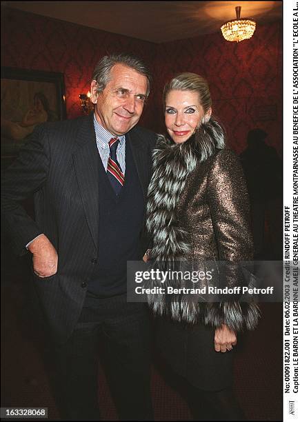 Baron and Baroness Ameil preview at the Montparnasse theater for the benefit of the association "Shcool at the hospital" . .