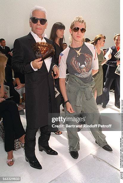 Karl Lagerfeld "Jeremy Scott at theDior Catwalk Meanswear P-A-P Collection Spring Summer 2002 In Paris.