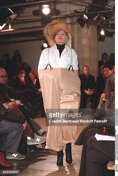 Vivienne Westwood at theYohji Yamamoto Menswear Catwalk Autumn Winter 98/99 Collection.