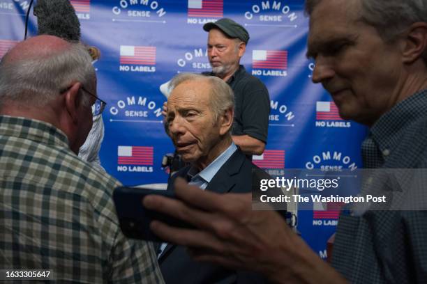 Former Sen. Joseph Lieberman following the 'Common Sense' Town Hall, an event sponsored by his bipartisan group No Labels, on Monday evening, July...