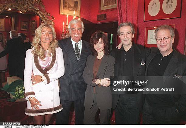 Natty Belmondo, Paul Belmondo, Evelyne Bouix, Pierre Arditi, Bernard Murat" at theParis Theatre Production Of Le Mari La Femme Et L'Amant .