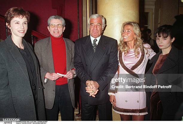 Claude Lelouch, Alessandra Martines, Salome Lelouch, Paul Belmondo, Natty Belmondo at theParis Theatre Production Of Le Mari La Femme Et L'Amant .