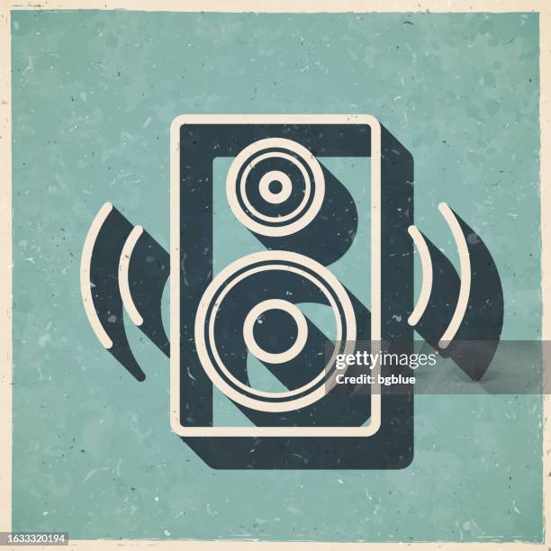 speaker. icon in retro vintage style - old textured paper - old recording studio stock illustrations