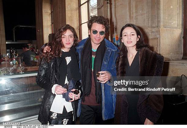 Jean-Michel Jarre, Odile Froment, Emilie at theKenzo Catwalk Show Menwear Collection Autumn / Winter 1998 /99.