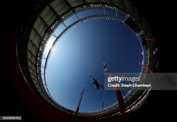 Christopher Nilsen of Team United States competes in the Men's Pole Vault Qualification during day five of the World Athletics Championships Budapest...