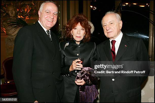 Andre Dunstetter, Charlotte Aillaud and Pierre Berge at the Theatre Mariinski Gala Evening at The Palais Garnier In Paris.