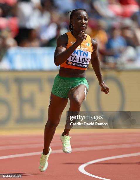 Marie-Josee Ta Lou of Team Ivory Coast competes in the Women's 200m Heats during day five of the World Athletics Championships Budapest 2023 at...