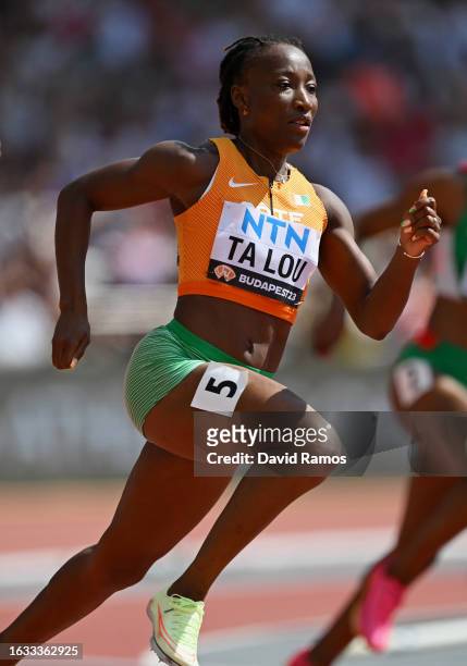 Marie-Josee Ta Lou of Team Ivory Coast competes in the Women's 200m Heats during day five of the World Athletics Championships Budapest 2023 at...