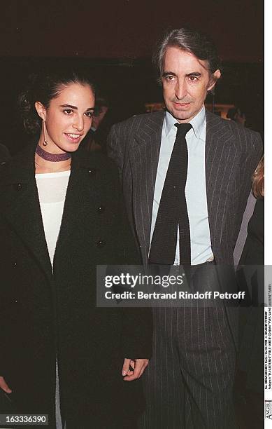 Luigi D'Urso and daughter at Yves Saint Laurent Launches CD Rom In Paris.