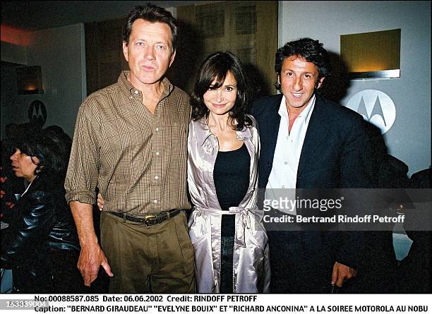 Bernard Giraudeau "Evelyne Bouix" and "Richard Anconina" Motorola party at "Nobu" in Paris in 2002.