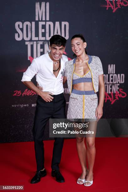 Actor Oscar Casas and actress Candela Gonzalez attend 'Mi Soledad Tiene Alas' photocall at Hotel URSO on August 23, 2023 in Madrid, Spain.