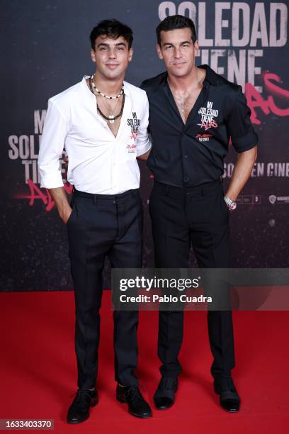 Spanish actors Oscar Casas and Mario Casas attends 'Mi Soledad Tiene Alas' photocall at Hotel URSO on August 23, 2023 in Madrid, Spain.