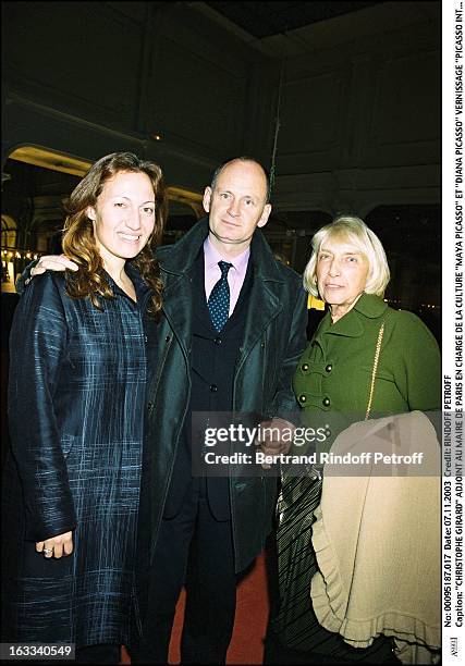Christophe Girard Paris mayor deputy in charge of the culture "Maya Picasso" and "Diana Picasso" "Picasso Intime" collection of Jacqueline exhibition...
