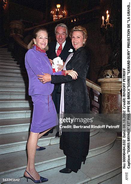 Doris Bryner and "Philippe De Broca" "Gerard Oury" film screening of "La Grande Vadrouille" at the Garnier opera.