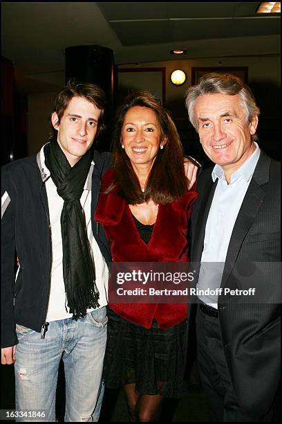 Gilbert and Nicole Coullier and their child at Laurent Gerra Hosts The Television Show Flingue La Tele at L' Olympia.